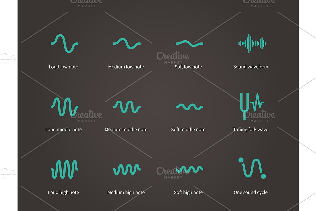 Sound and music waveform icons set., a Technology Illustration by theungsys