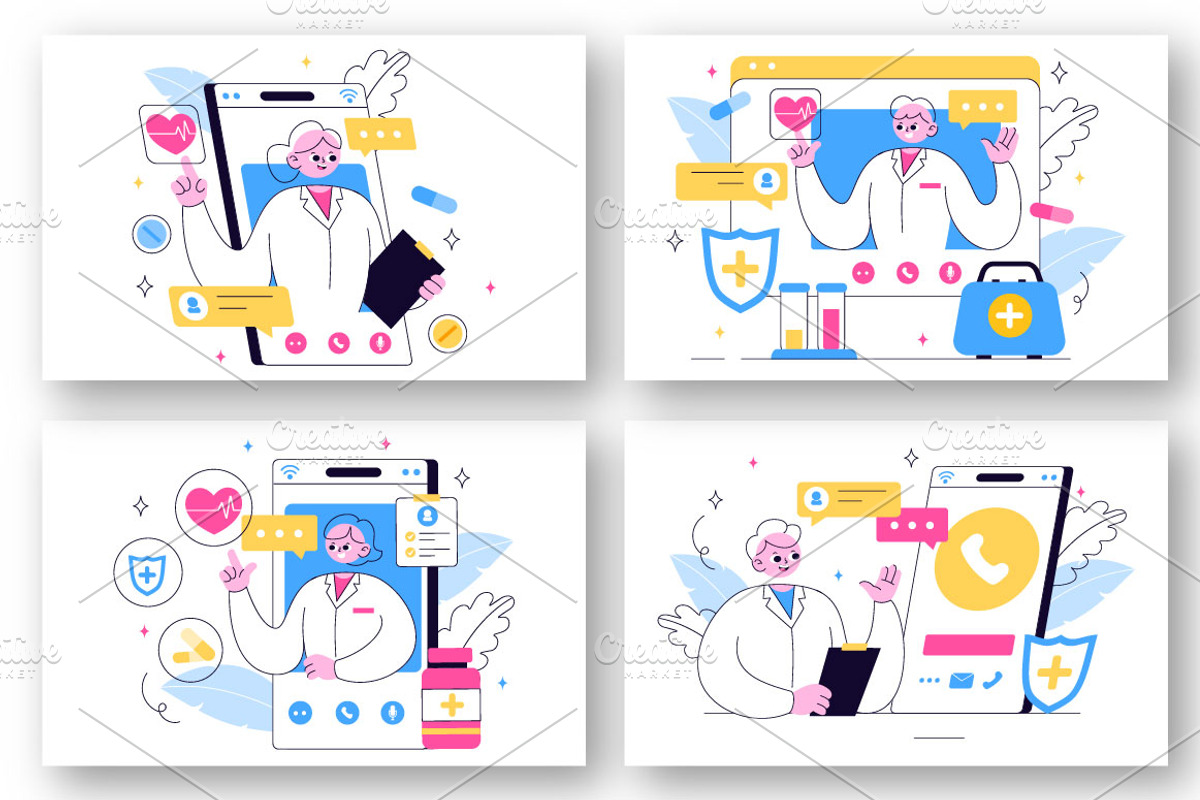 10 Telemedicine Illustration, a Healthcare Illustration by denayunebgt (Photo 3 of 4)