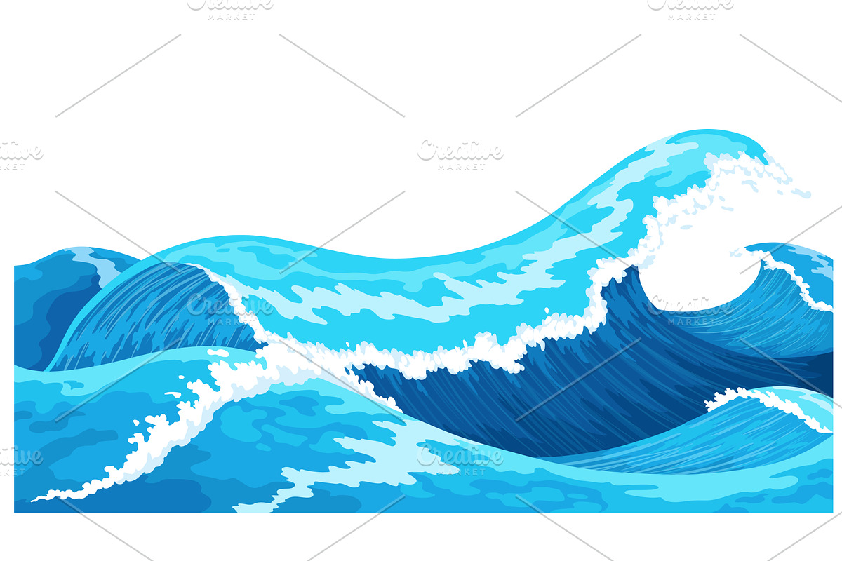 Ocean waves with foam on crest, an Illustration by Things for designers