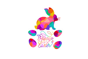 Happy Easter. Bunny and eggs. hand, an Object Illustration by Nenahliadava Design