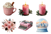 Pink Christmas Clipart PNG, an Illustration by SinaCreation (Thumbnail 5 of 7)