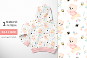Bear Bee - White, a Pattern Graphic by Jaselvii Studio (Thumbnail 1 of 3)