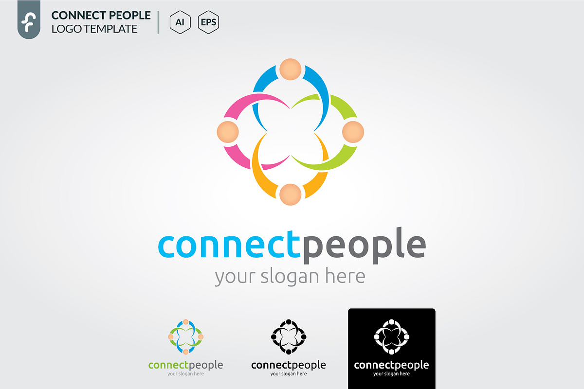 Connect people logo template, a Branding & Logo Template by ft.studio