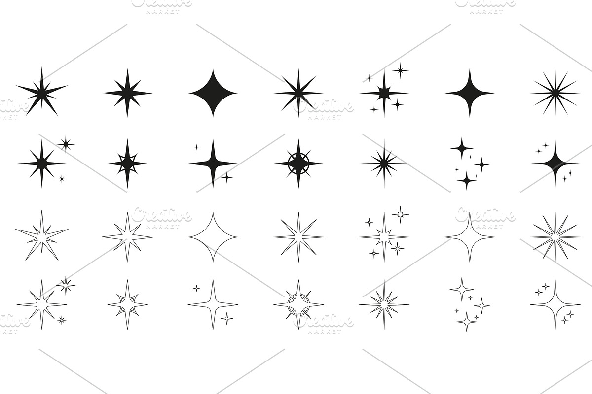 Sparkle Star Solid and Line Icons, an Object Illustration by Vector Creator