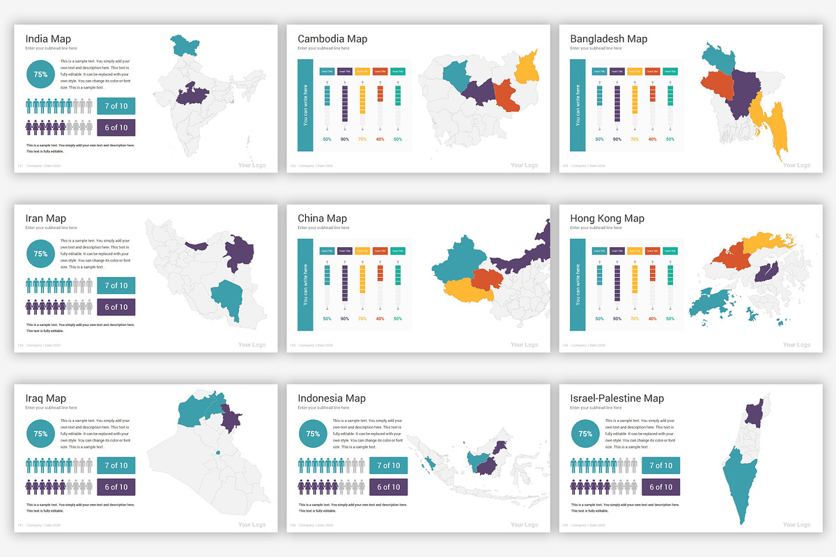 Maps PowerPoint infographics, a Presentation Template by SlideOne (Photo 16 of 31)