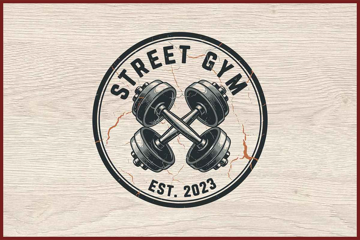 10 Vintage Gym Fitness Logo Badge, a Healthcare Illustration by Artivon (Photo 3 of 11)