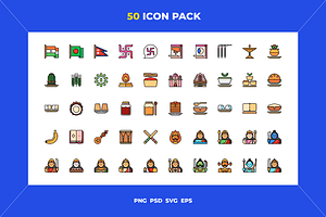 50 Navratri and dussehra icons, an Outline Icon by Wencory