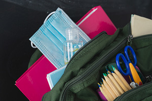 Backpack ready for the return school featuring covid-19, school, and backpack