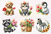 Cute Animals Tulip Flower Clipart, an Illustration by Dream Creation (Thumbnail 4 of 7)
