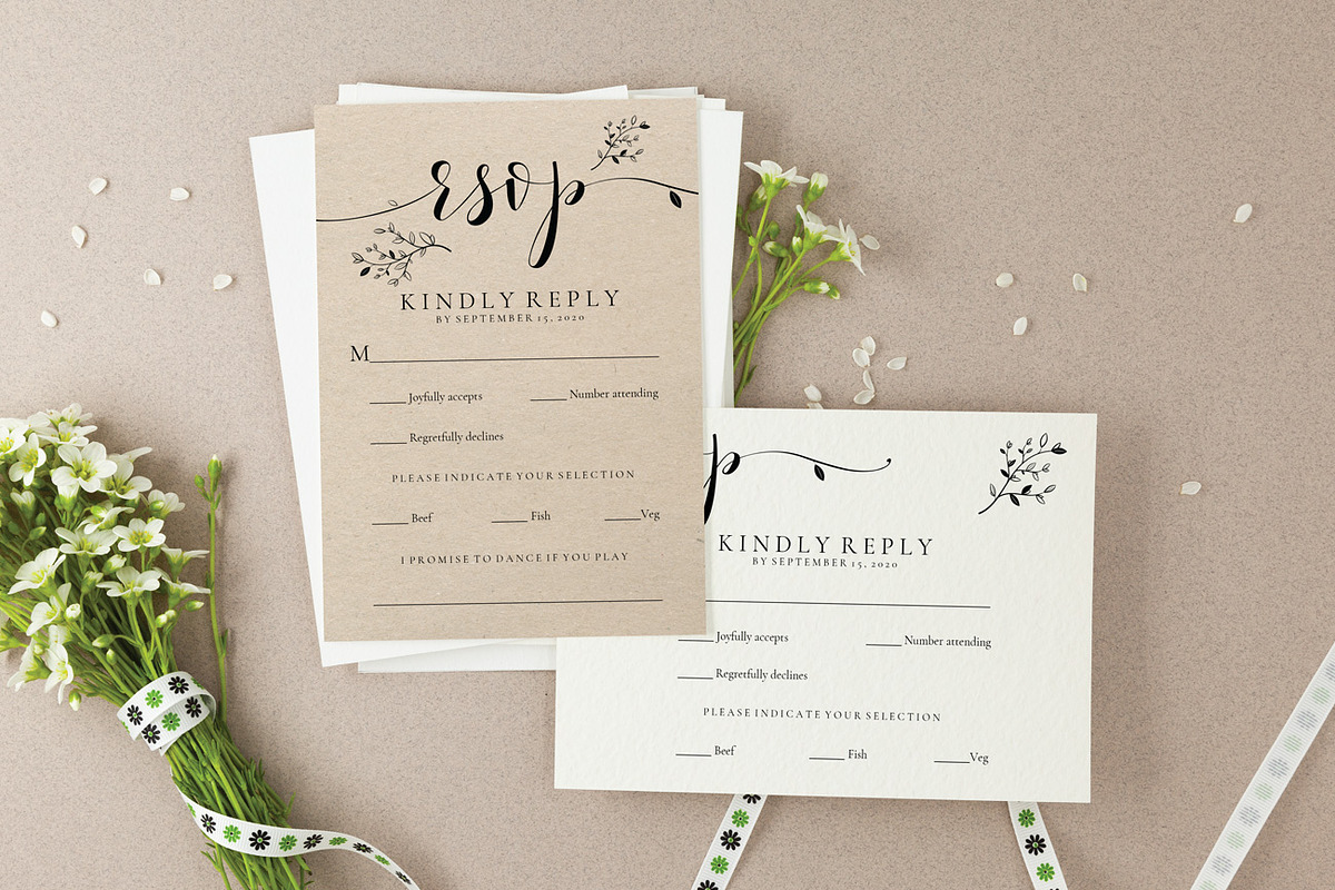 Wedding RSVP Card Template, Sophie, an Invitation Template by Alice Bluefox (Photo 2 of 8)