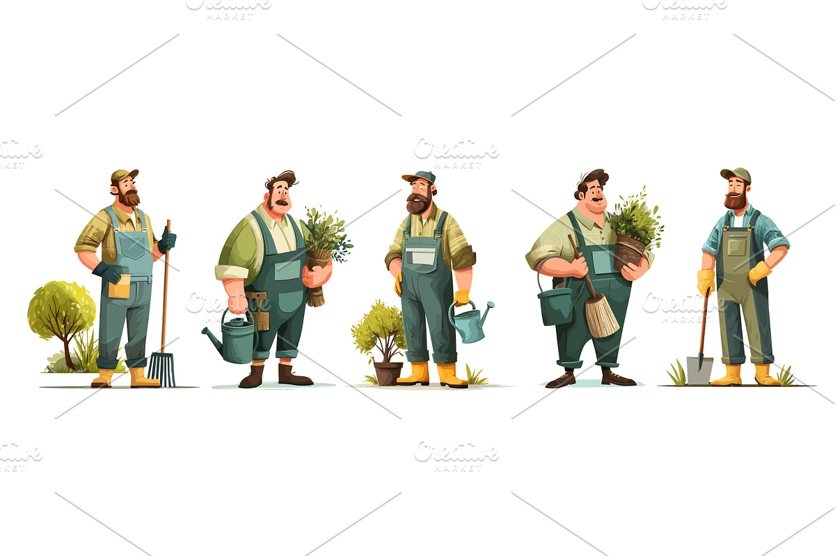 Garden workers. Farm worker, an Illustration by Stock-Smart-Start