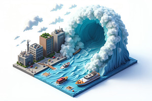 Isometric Low Poly 3D Render Of A Ci, a Nature Photo by Stock Shape
