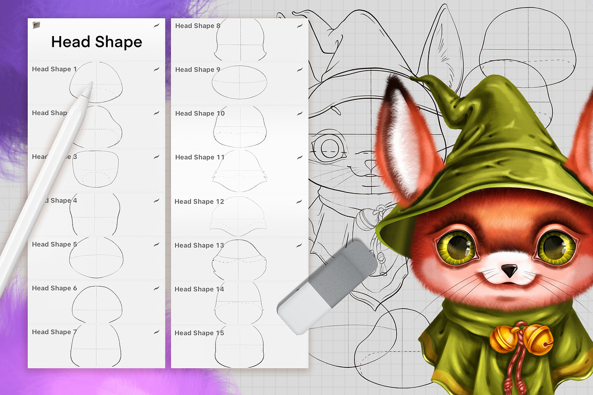 PROCREATE BABY ANIMALS PORTRAIT KIT, a Brush Add-On by AlexandraArt (Photo 4 of 13)