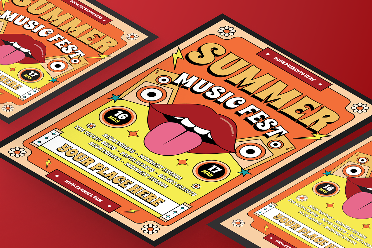 Psychedelic Music Festival Flyer Set, a Flyer Template by Annora Studio (Photo 5 of 6)