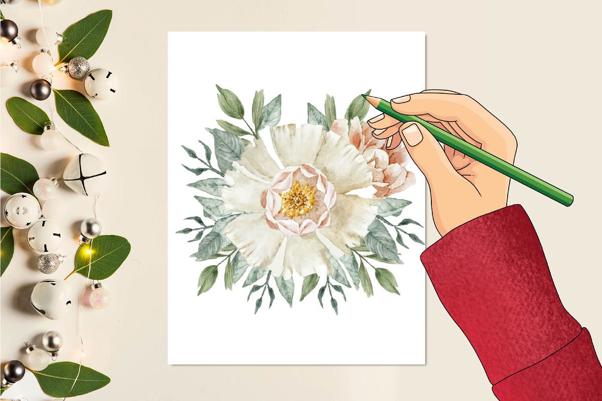 Watercolor Boho Floral Clipart, an Illustration by CreationArt (Photo 4 of 7)