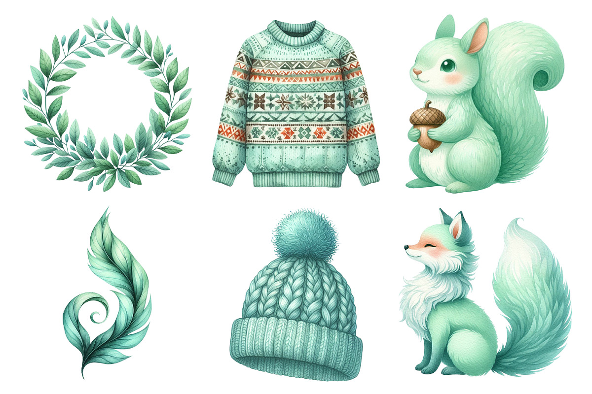 Mint Fresh Green Autumn Clipart, an Illustration by Daily.Designs (Photo 5 of 5)