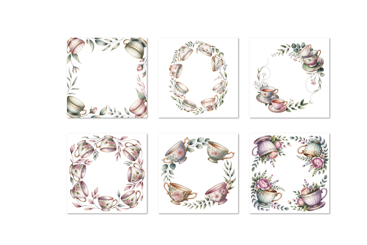 Flower watercolor in tea cup frames, an Object Graphic by SketchArtStudio (Photo 2 of 3)