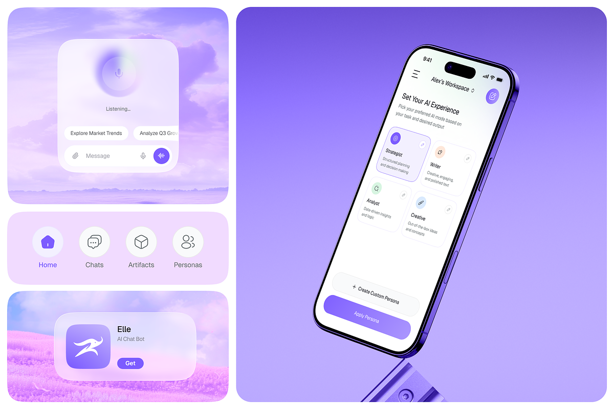 Elle AI Chat App UI Kit - Figma, an UI Kit Template by Brickclay (Photo 3 of 14)