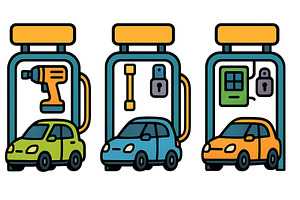 Creative depiction of cars stored, a Technology Illustration by ZinetroN