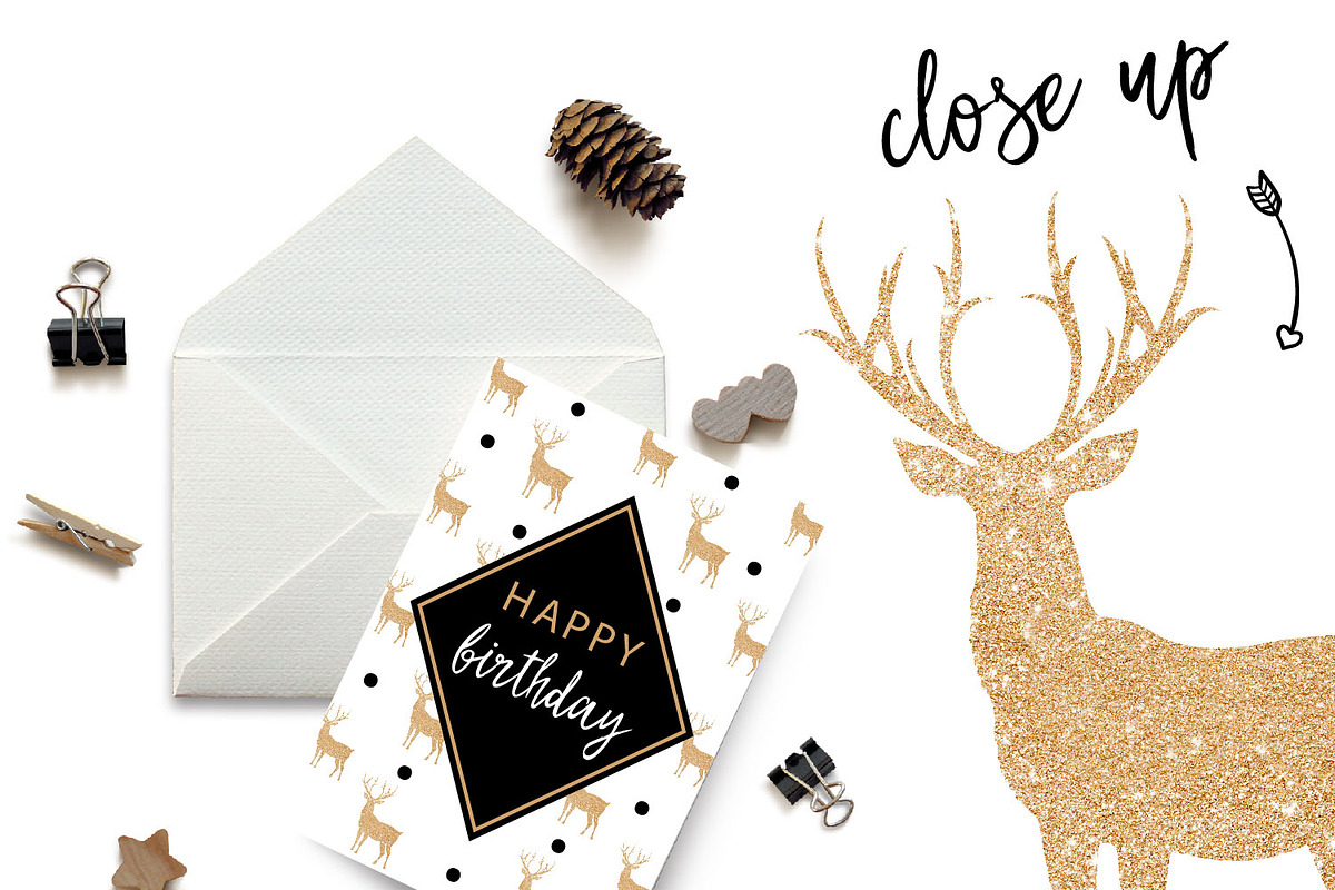 Deer Clip art, Glitter Silhouettes, a Graphic by ConfettiBears (Photo 3 of 5)