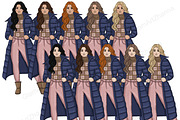 Winter Girls Clipart, a Seasonal Illustration by GlamArtZhanna (Thumbnail 3 of 5)