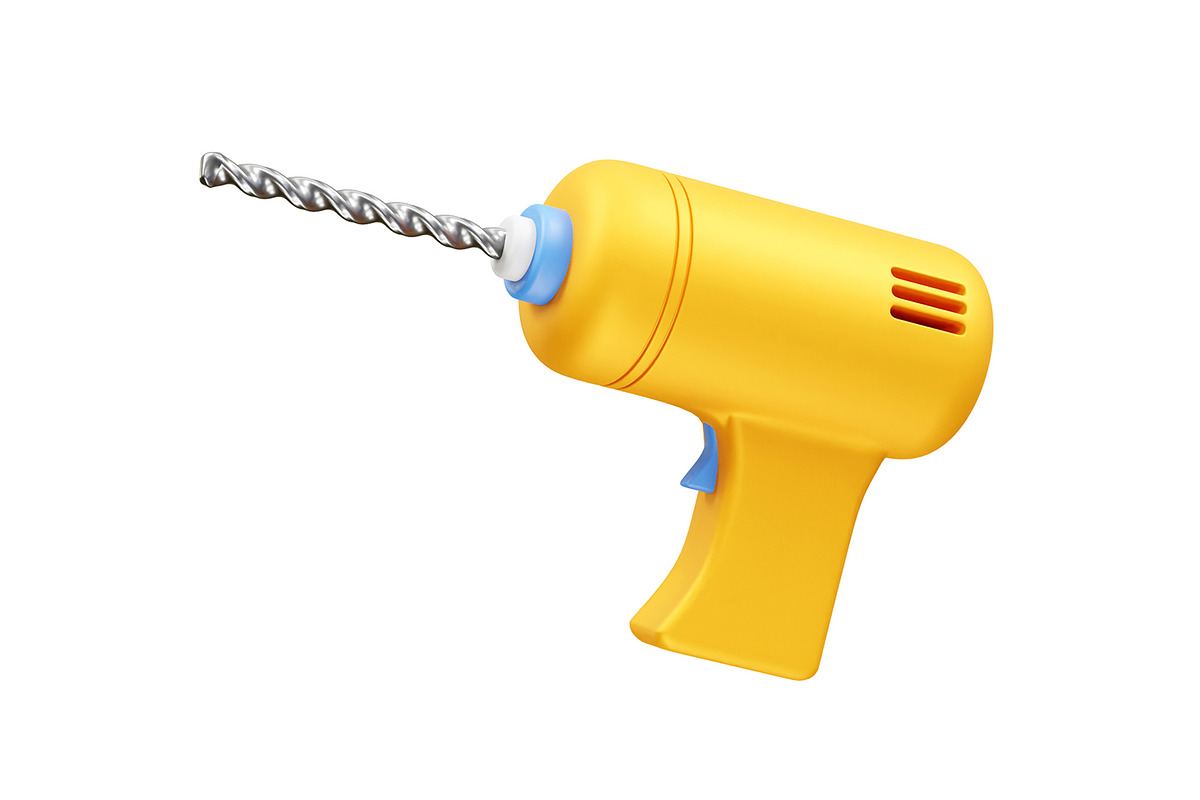 Drill machine 3d icon rendering, an Object Illustration by fahad121