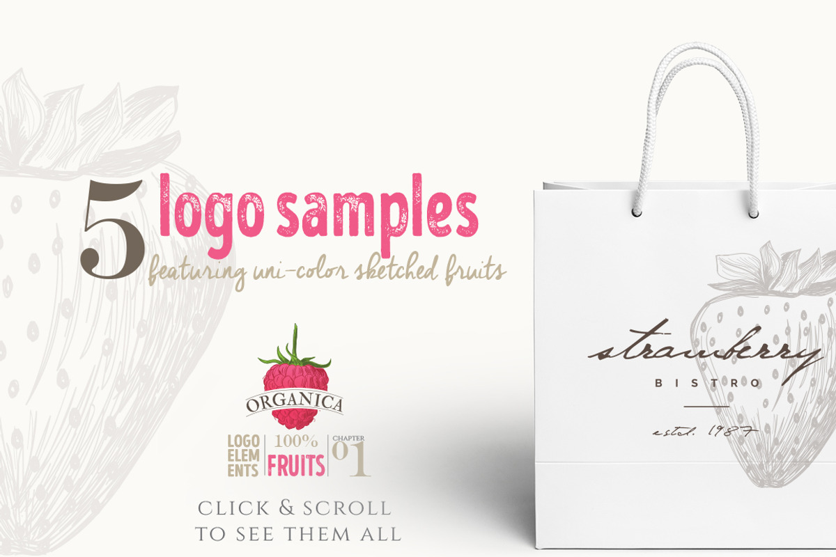 ORGANIC LOGO ELEMENTS – FRUITS, an Illustration by Friendly Label (Photo 4 of 5)