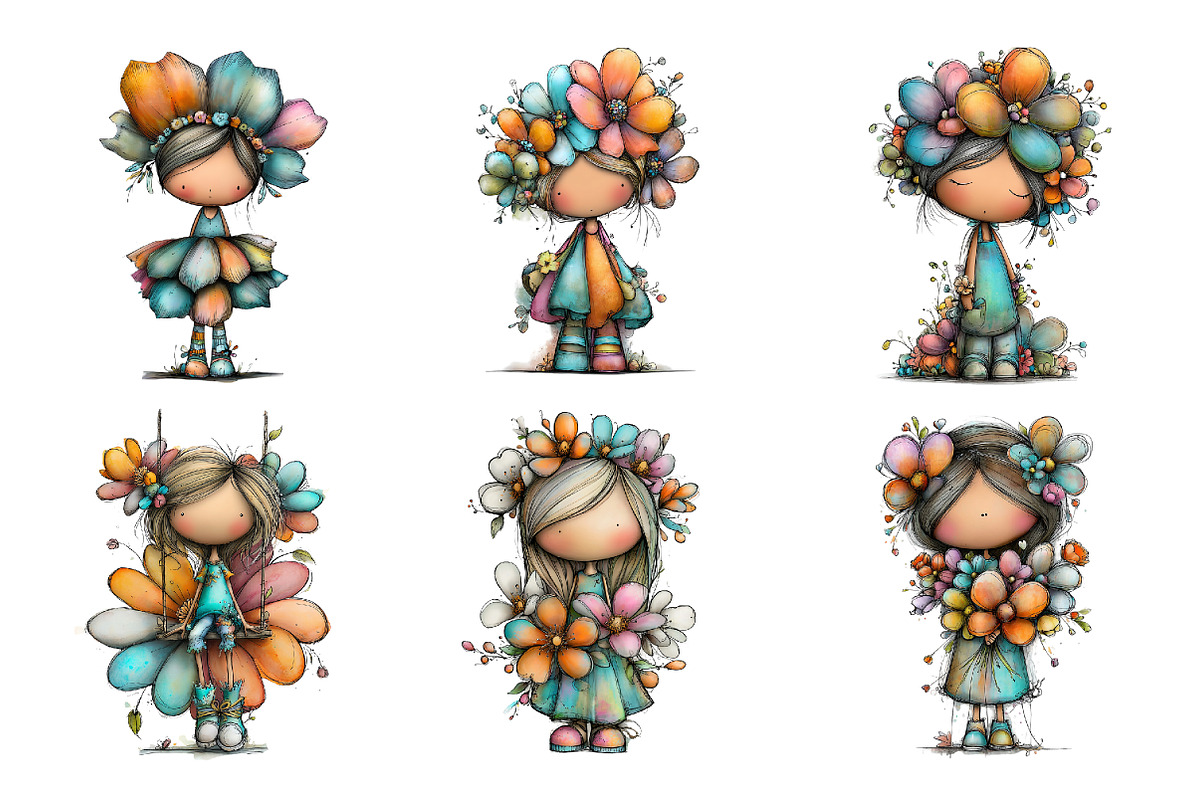 Whimsical spring fairy clipart, an Illustration by SinaCreation (Photo 11 of 11)