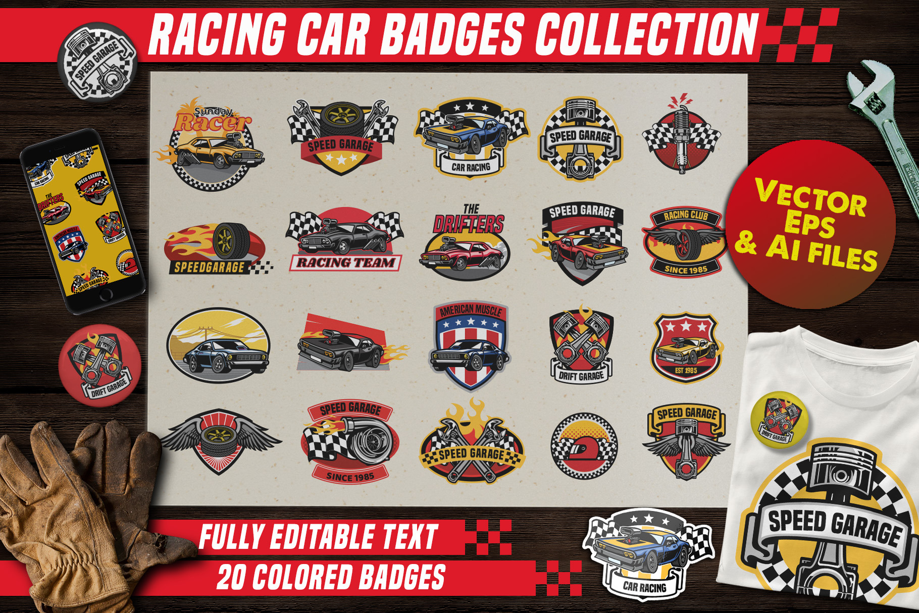 Racing Car Badges Collection, a Graphic by bazzier_graphik