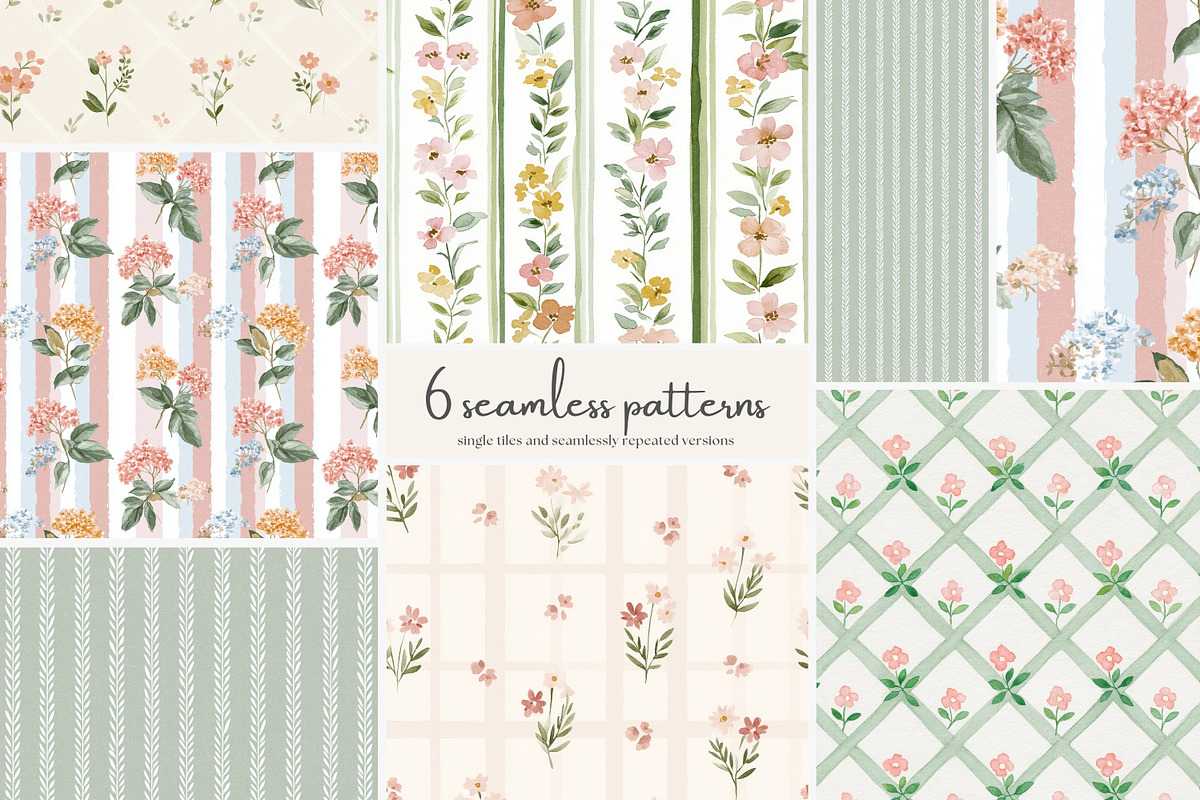 pastel floral seamless patterns set, a Pattern Graphic by Patishop Art (Photo 1 of 9)