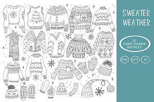 Winter Christmas Sweaters Doodles