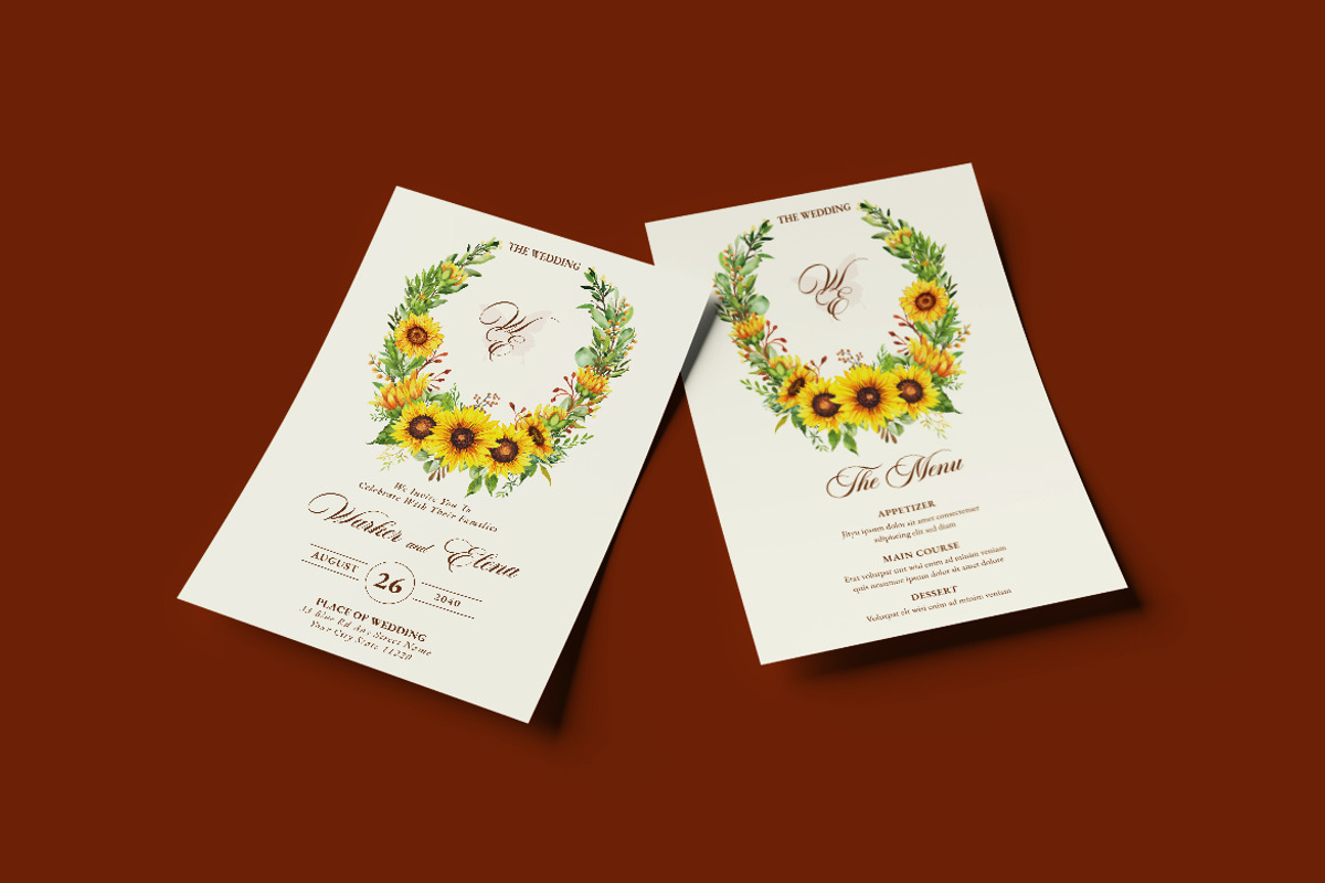 Sunflowers Wedding Invitation, an Invitation Template by iDoodle Studio (Photo 2 of 4)