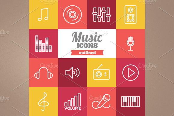 Outlined Music Icons