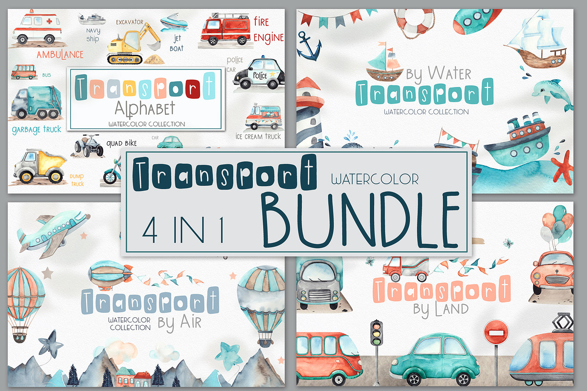 Transport BUNDLE 4 in 1, an Object Graphic by Ana-Sakuta (Photo 1 of 28)