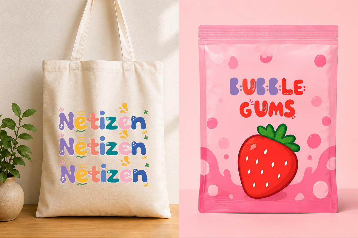 Netizen – Playful Bubble Font, a Handwritten Font by cocodesign (Photo 7 of 9)