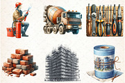 Watercolor Construction Clipart, an Illustration by Libby Wishes (Thumbnail 6 of 7)