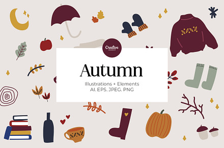 72 Hand Drawn Autumn Bundle