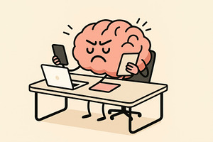 angry brain at office, generative AI, a Photo by Nito