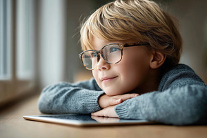 Thoughtful boy with glasses, a Person Photo by MistyDay