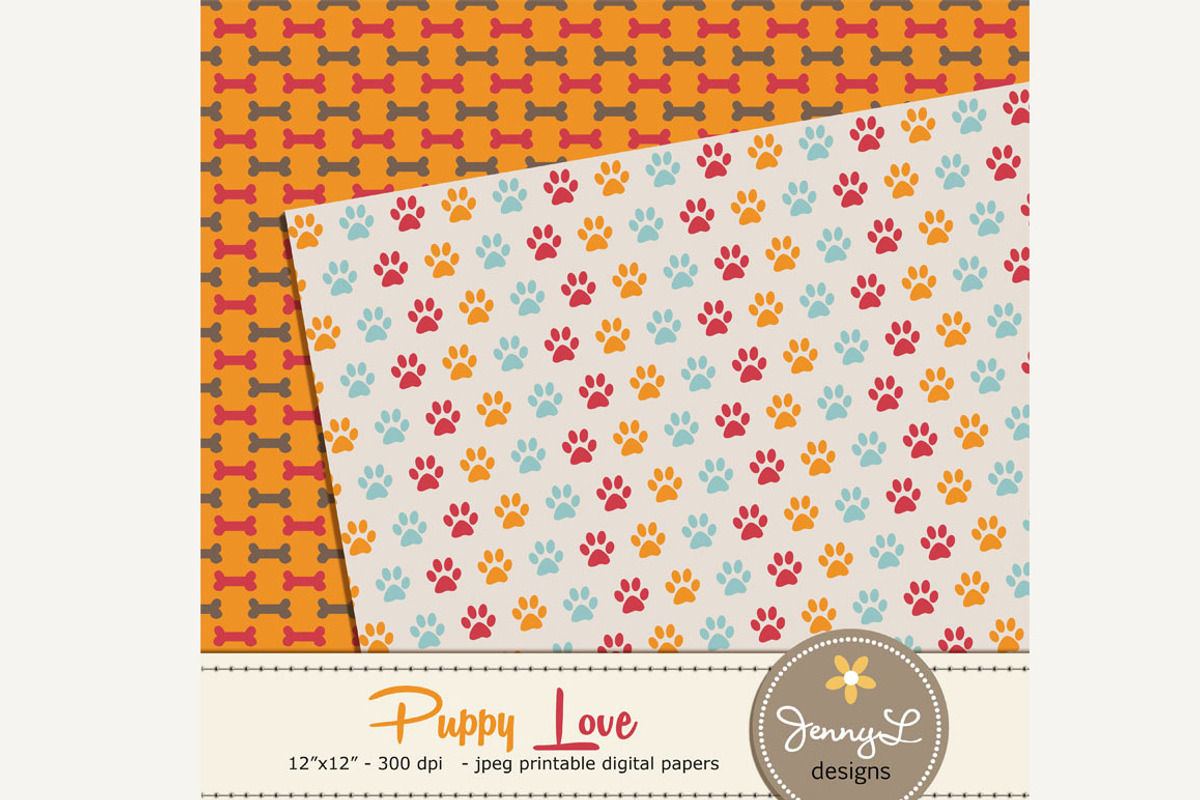 Dog Digital paper /Pet Digital Paper, a Pattern Graphic by JennyL Designs (Photo 2 of 5)
