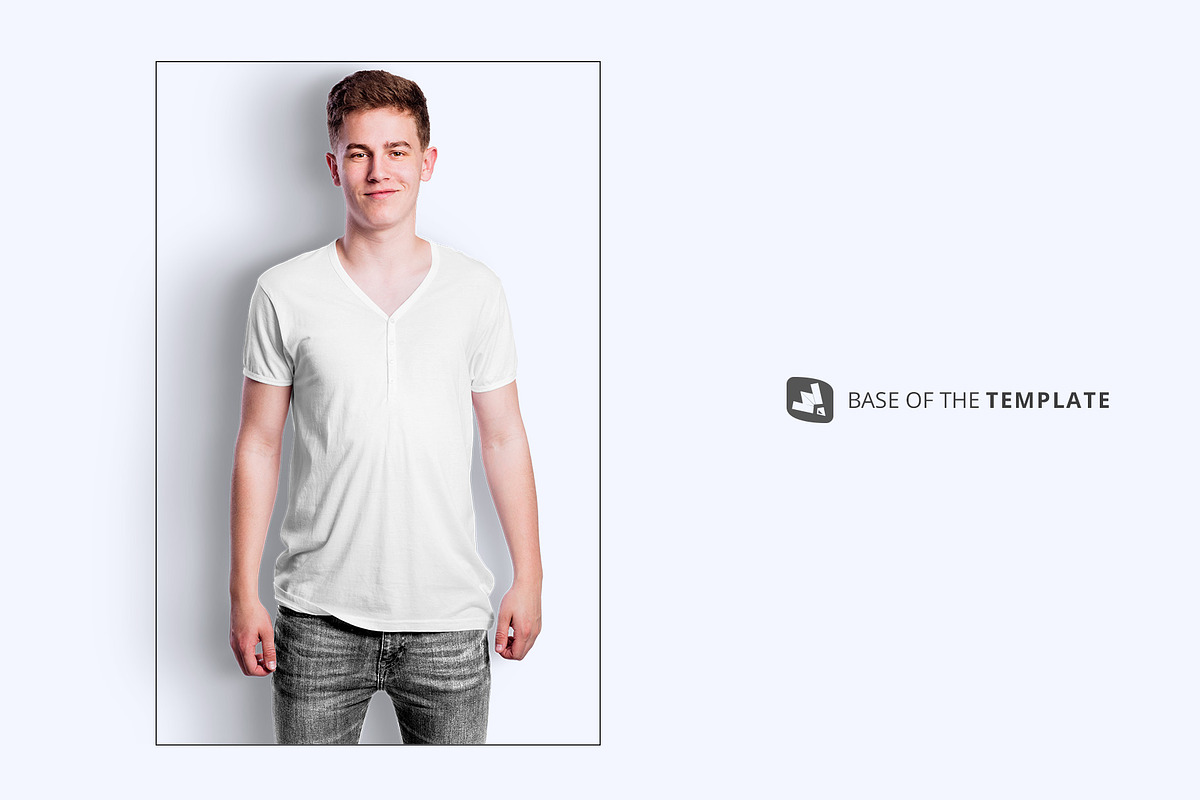 Men's Vneck Tshirt Mockup, a Shirt Mockup by Designertale (Photo 11 of 12)