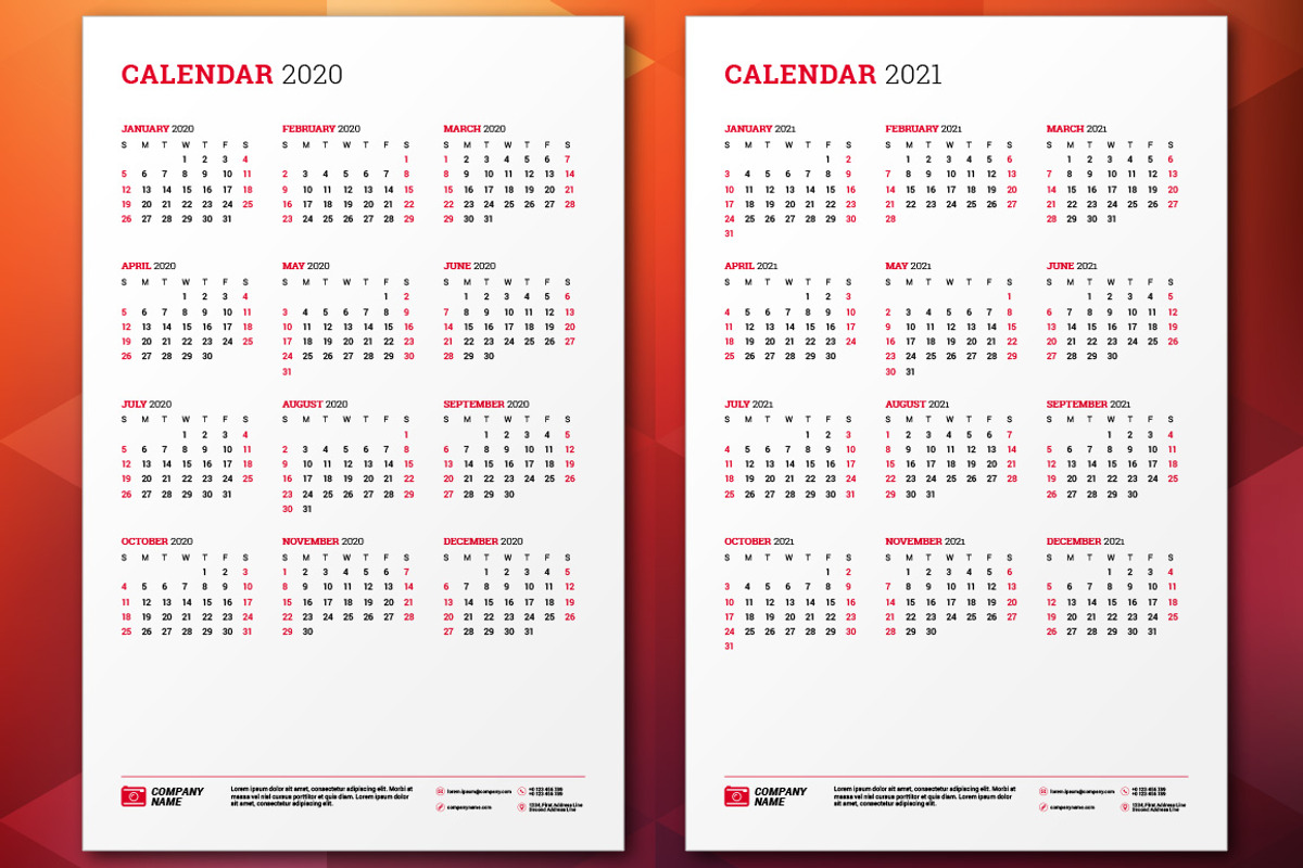 Wall Calendar 2020, a Stationery Template by AntartStock (Photo 6 of 6)