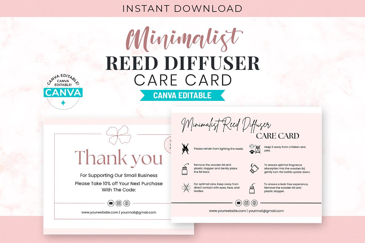 Minimalist Reed Diffuser Care Card, a Templates & Theme by Snapybiz (Photo 5 of 10)
