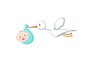 Stork carrying newborn vector, an Animal Illustration by SiberianArt