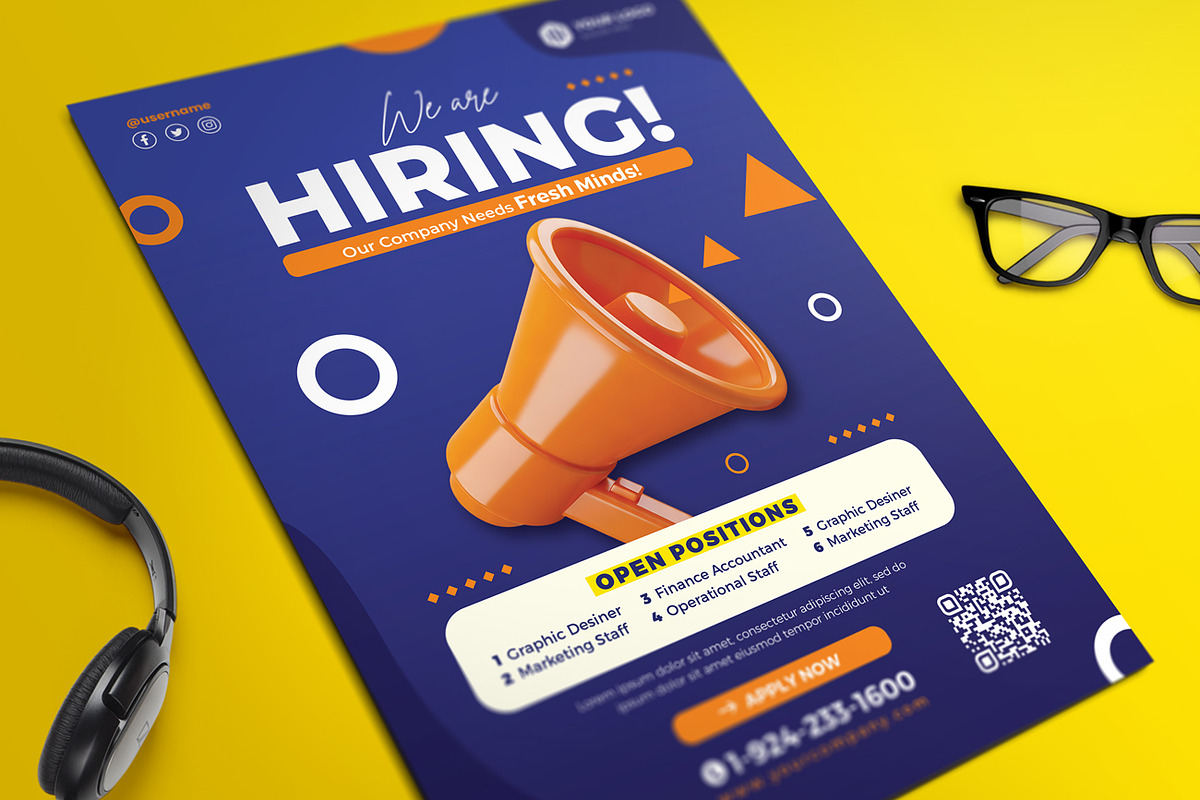 Hiring / Recruitment Flyer, a Flyer Template by Aarley Kaiven (Photo 1 of 3)