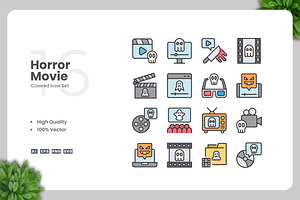 Horror Movie Colored Icons, an Icon by Upnowgraphic