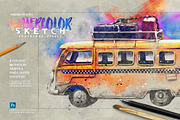 Watercolor Sketch PS Action, an Action Add-On by IndWorks Design (Thumbnail 1 of 10)