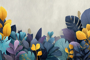 Vibrant Tropical Leaves Beige Backgr, a Photo by Pixeness Studio