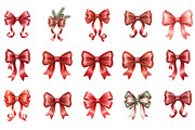 Vintage Christmas Red Bow Bundle, an Illustration by Designking (Thumbnail 2 of 5)