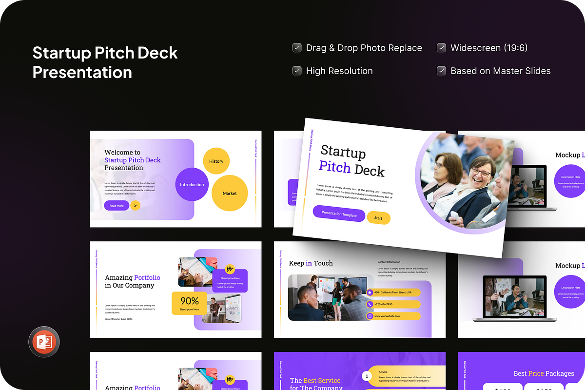 Startup Pitch Deck Powerpoint, a Presentation Template by SquidPixey (Photo 1 of 7)
